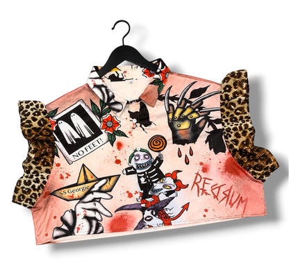 Mixed Horror Cropped Shirt