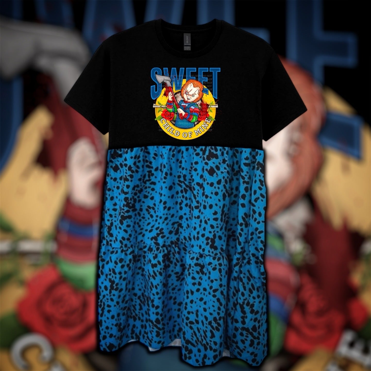 Blue Chucky Guns Roses Dress