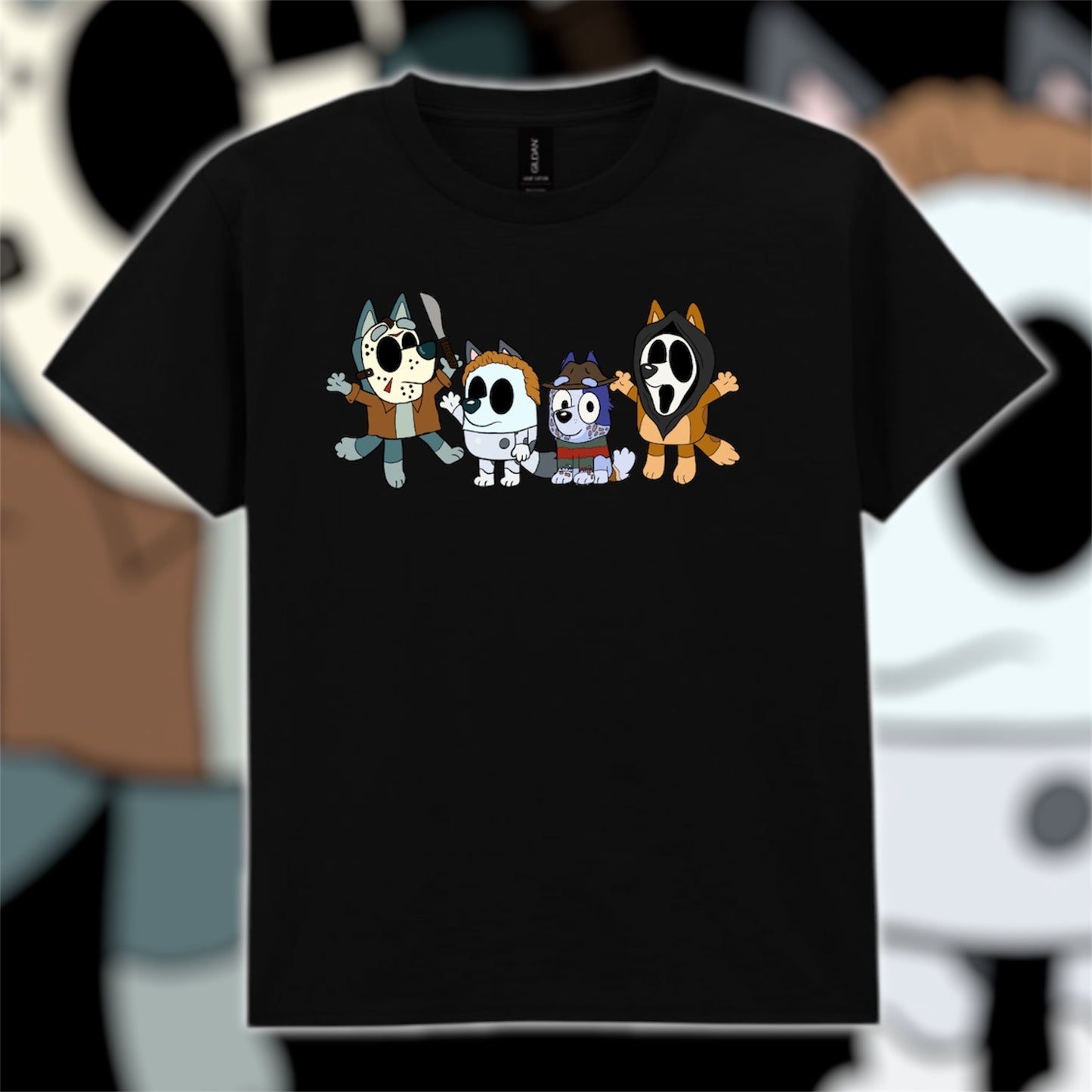 Kids Blue Horror Dog Tee